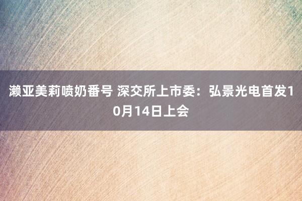 濑亚美莉喷奶番号 深交所上市委：弘景光电首发10月14日上会