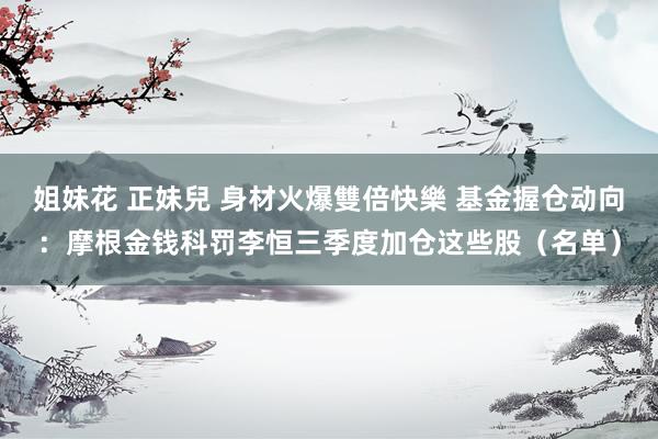 姐妹花 正妹兒 身材火爆雙倍快樂 基金握仓动向：摩根金钱科罚李恒三季度加仓这些股（名单）