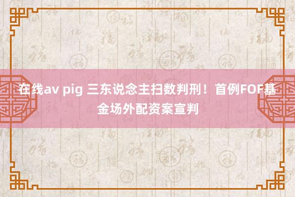 在线av pig 三东说念主扫数判刑！首例FOF基金场外配资案宣判