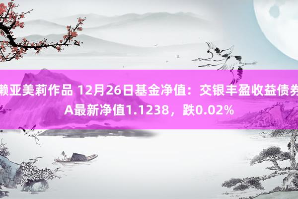 濑亚美莉作品 12月26日基金净值：交银丰盈收益债券A最新净值1.1238，跌0.02%